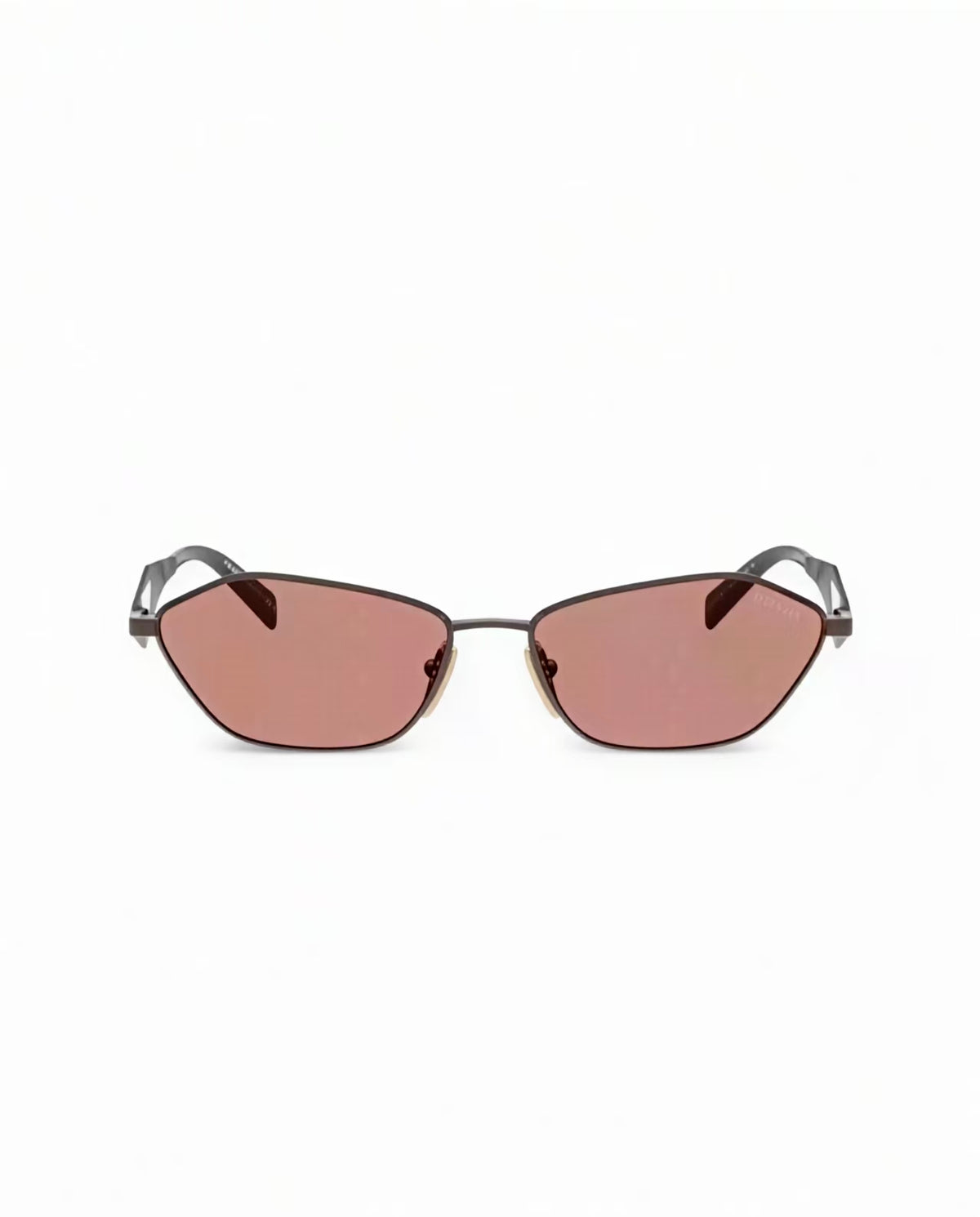 Brown unisex metal geometric sunglasses, front view