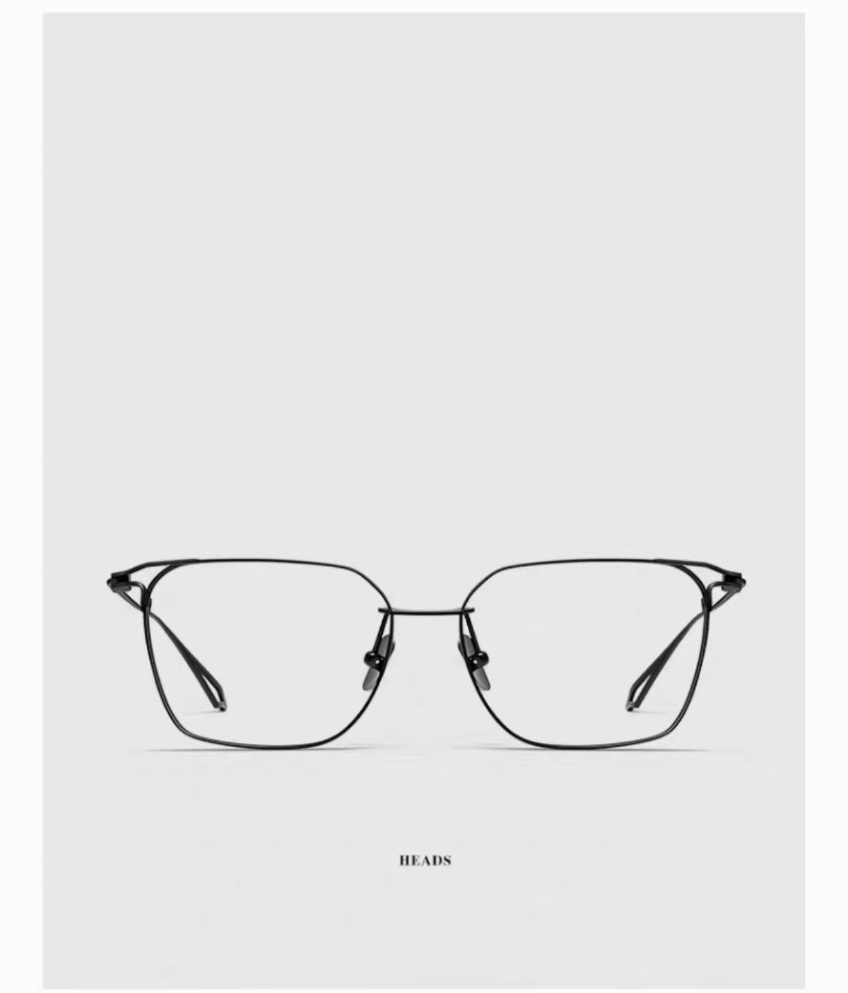 Black oversized pure titanium full-rim glasses, front product view