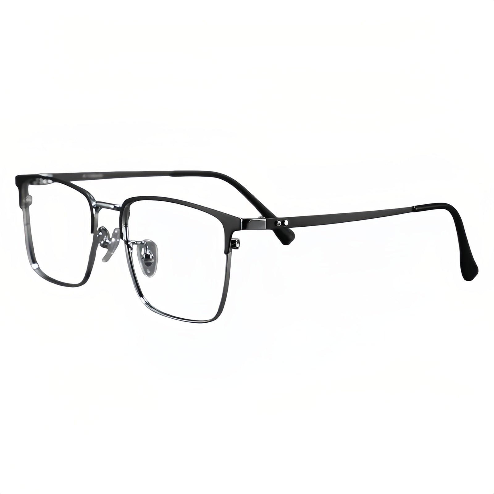 Black/Silver rectangular semi-rimless eyeglass frame, product view