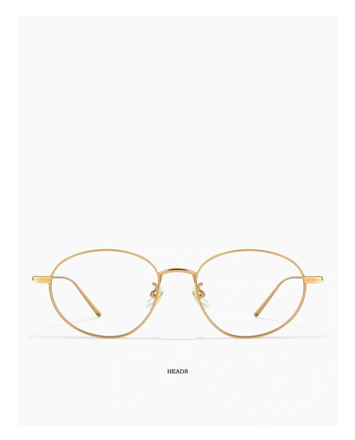 Gold women's semi-titanium oval full-rim glasses, front product view