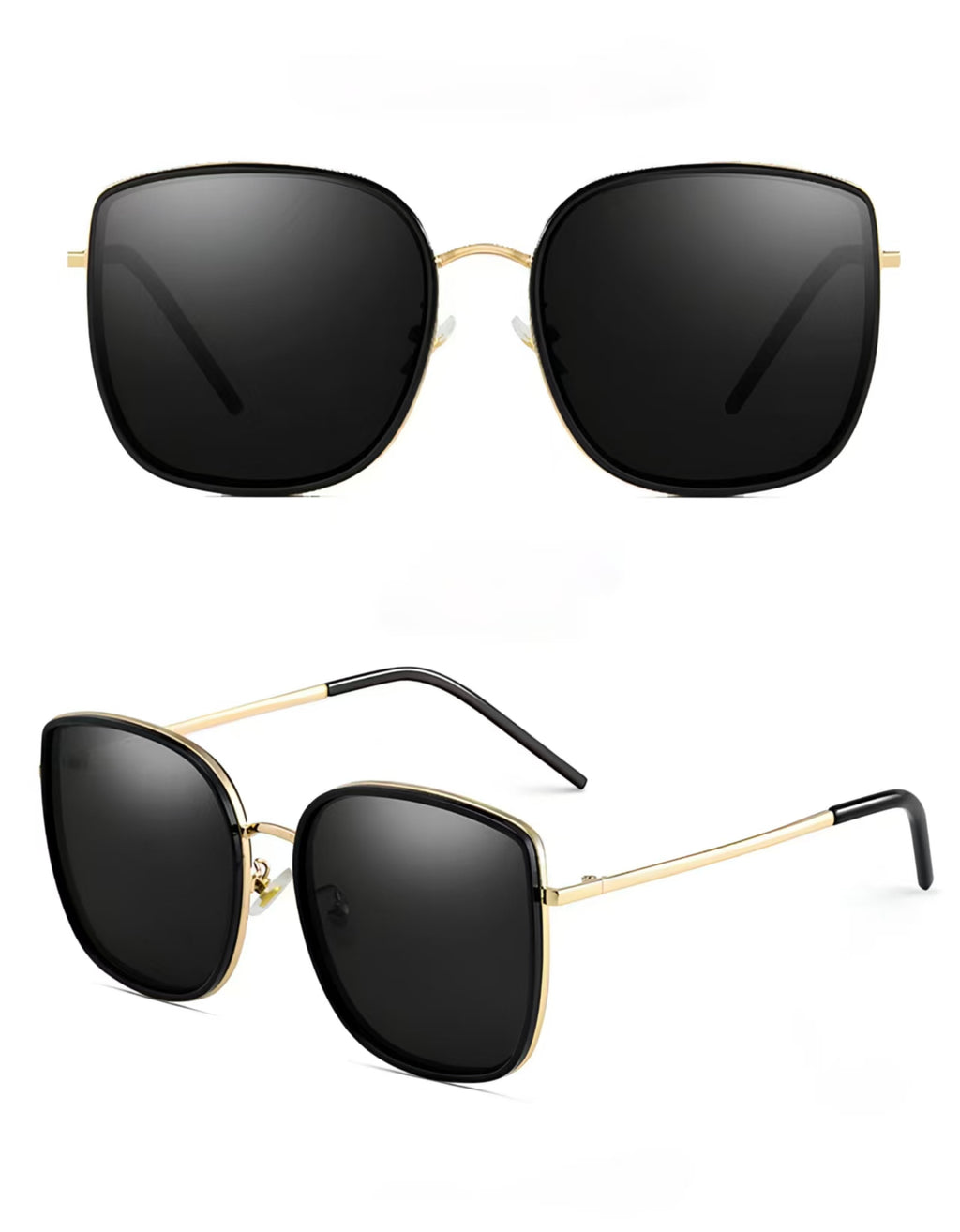 Black & Gold unisex alloy square sunglasses, product views