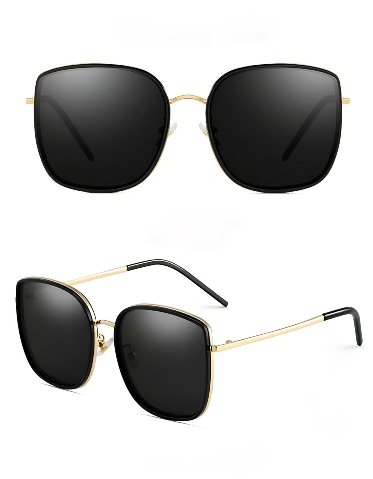 Black & Gold unisex alloy square sunglasses, product views