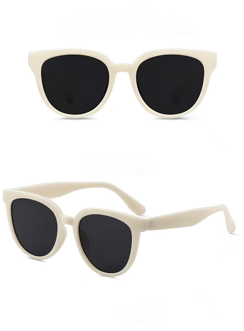 Women’s Ivory full-rim oversized cat-eye sunglasses, front and three-quarter views