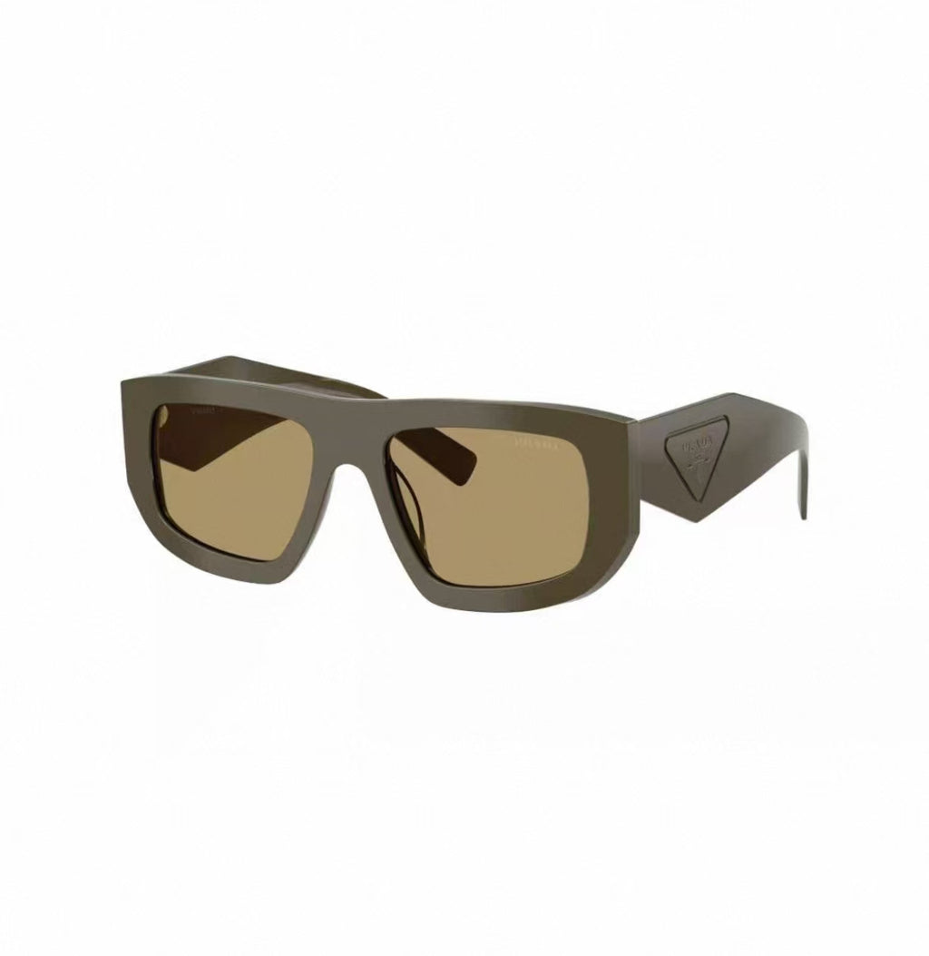 Olive Green unisex acetate rectangle sunglasses, detail-01 view