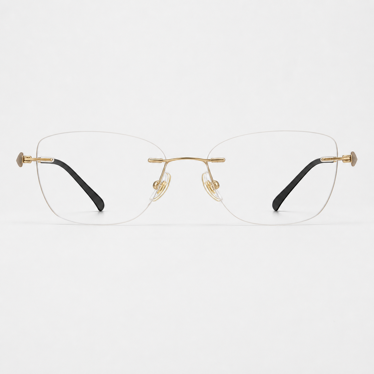 Brown/Gold pure titanium rimless soft butterfly eyeglasses, straight-on product view