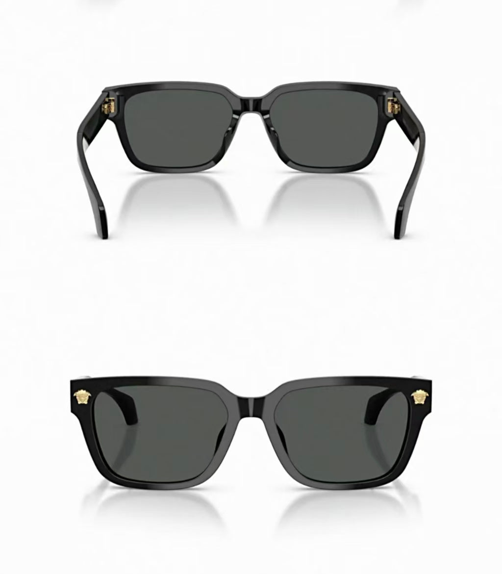 Black Versace O4513D full-rim square UV400 sunglasses, front and rear details