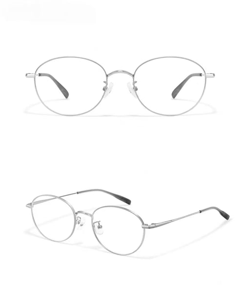 Silver small-fit alloy oval full-rim eyeglass frame, product views