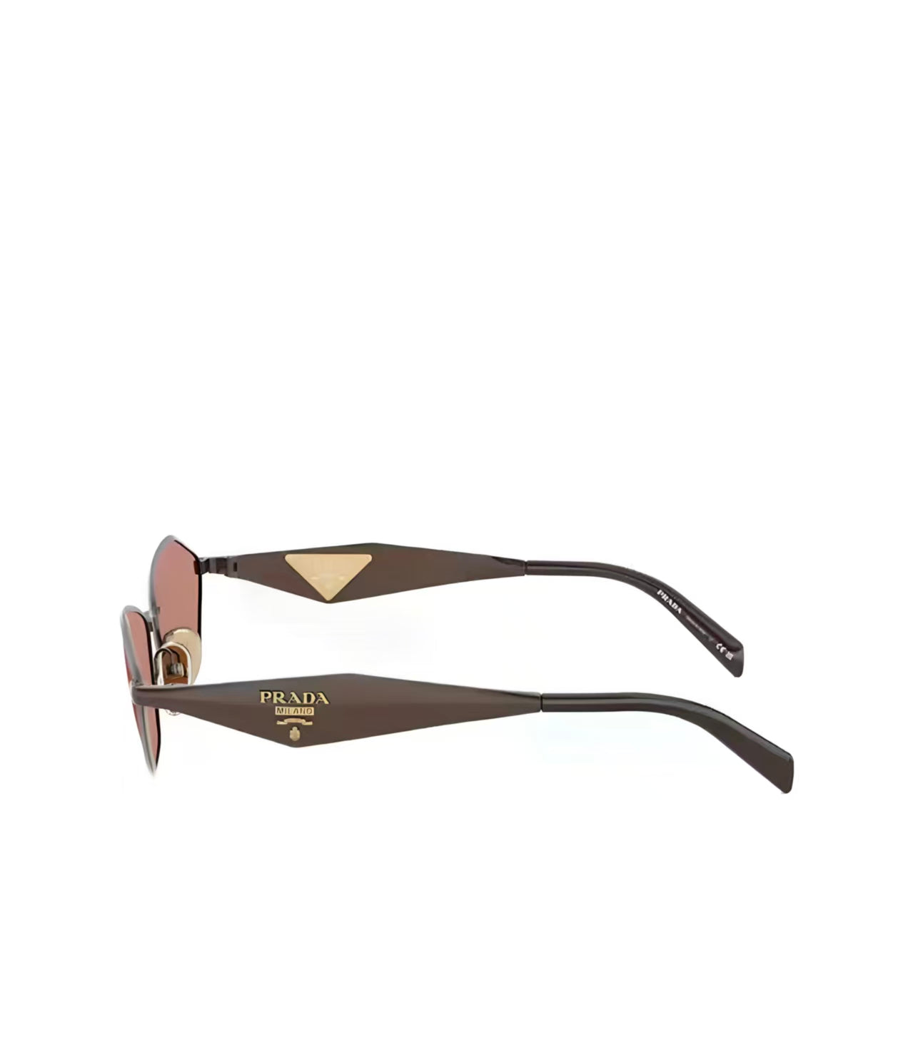 Brown unisex metal geometric sunglasses, side view