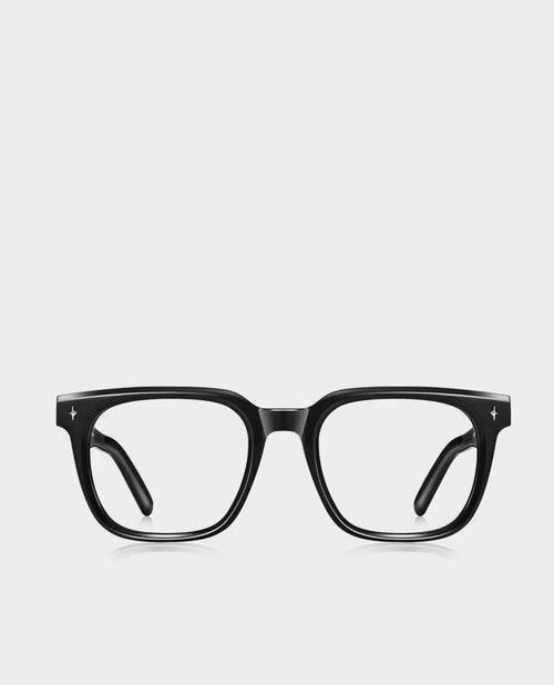 Black acetate retro soft-square full-rim glasses, original straight-on product detail