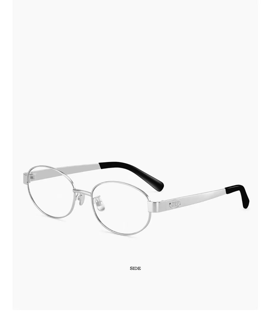 Women’s Geek Chic Silver Titanium Oval Prescription Ready Glasses