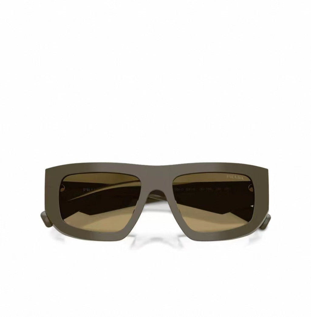 Olive Green unisex acetate rectangle sunglasses, detail-04 view