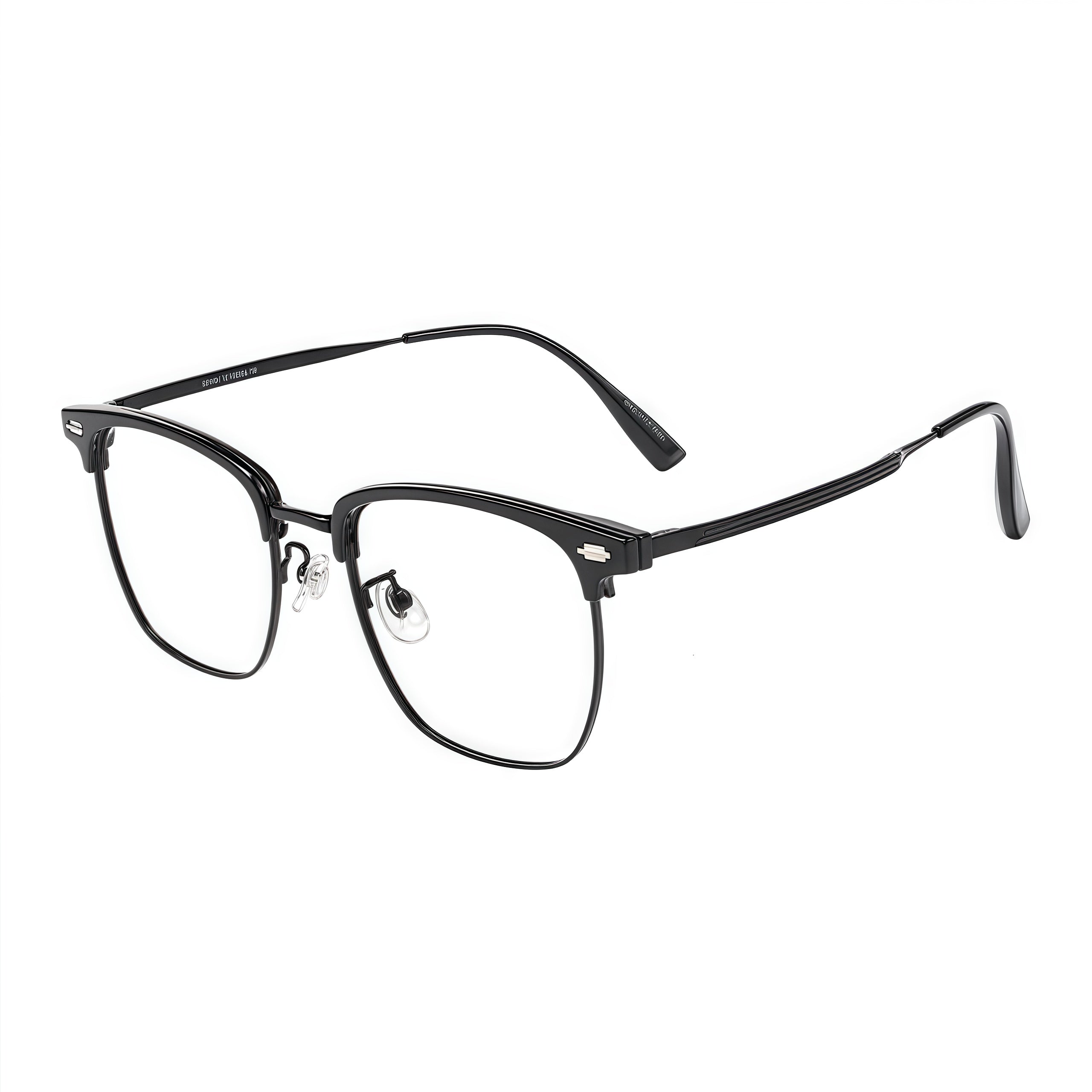 Black TR brow semi-rimless glasses, 45-degree product view