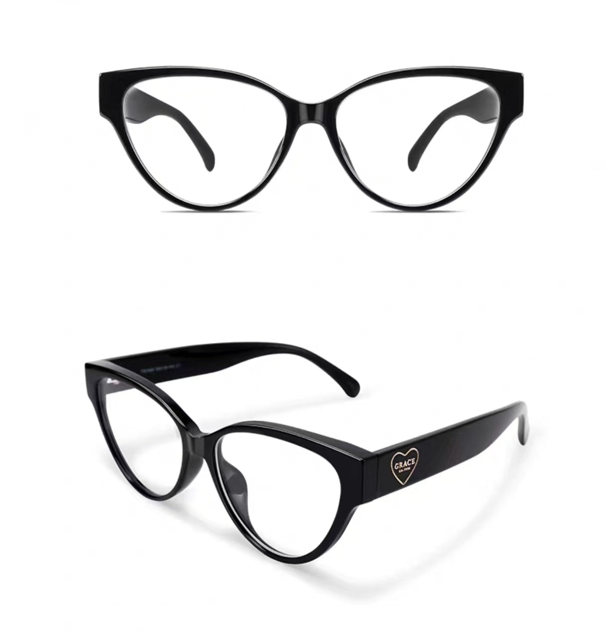 Women’s Retro Heart Black Cat Eye Sweet Cool Chic Glasses
