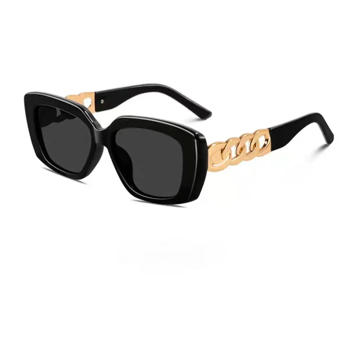 Women’s Black full-rim square sunglasses, 45-degree product view