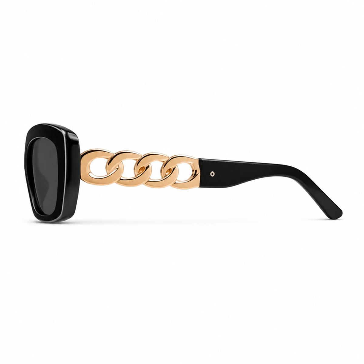 Women’s Black full-rim square sunglasses, side-profile product view