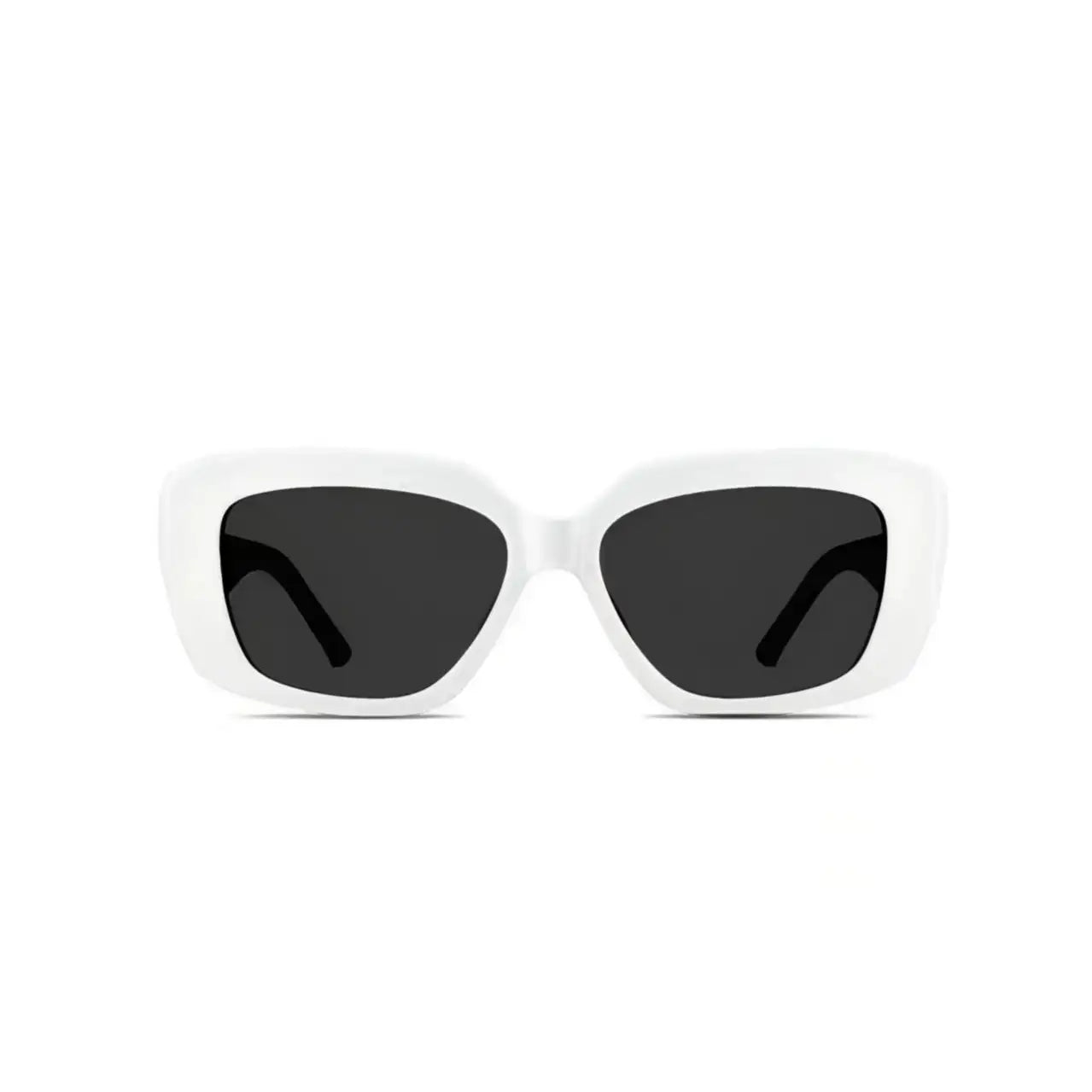 Women’s White full-rim square sunglasses, straight-on product view