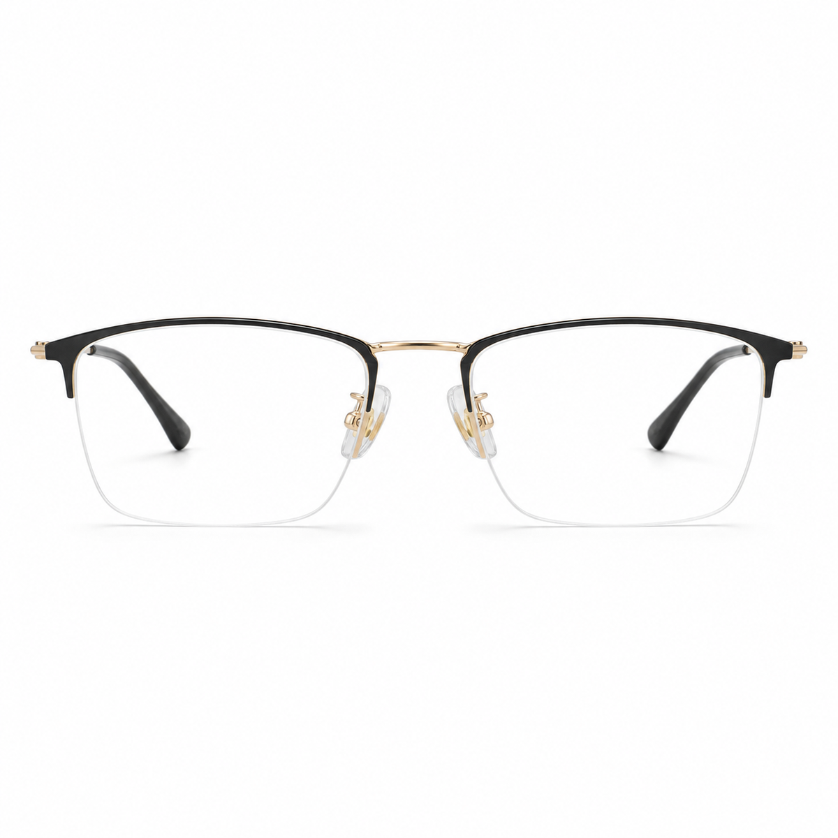 Black/Gold eyeglass frame, front product view