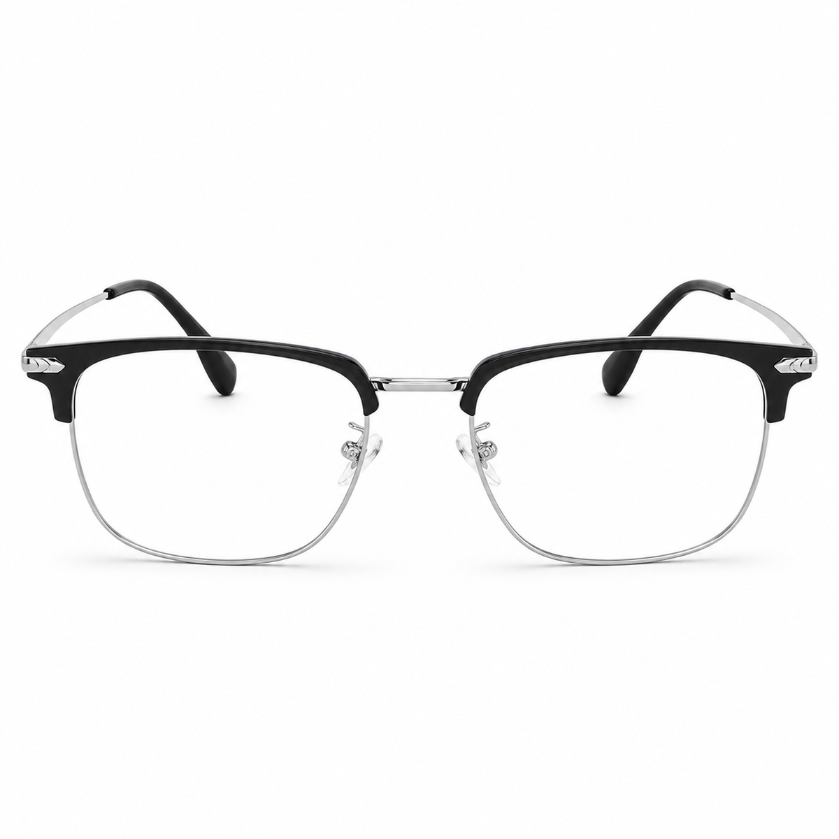 Black/Silver eyeglass frame, front product view