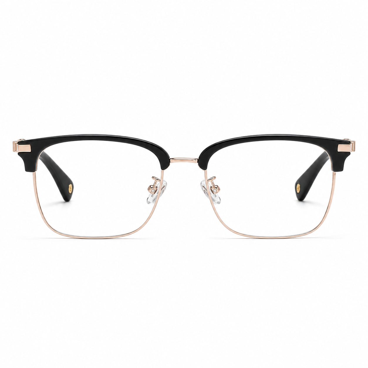Black/Rose Gold eyeglass frame, front product view