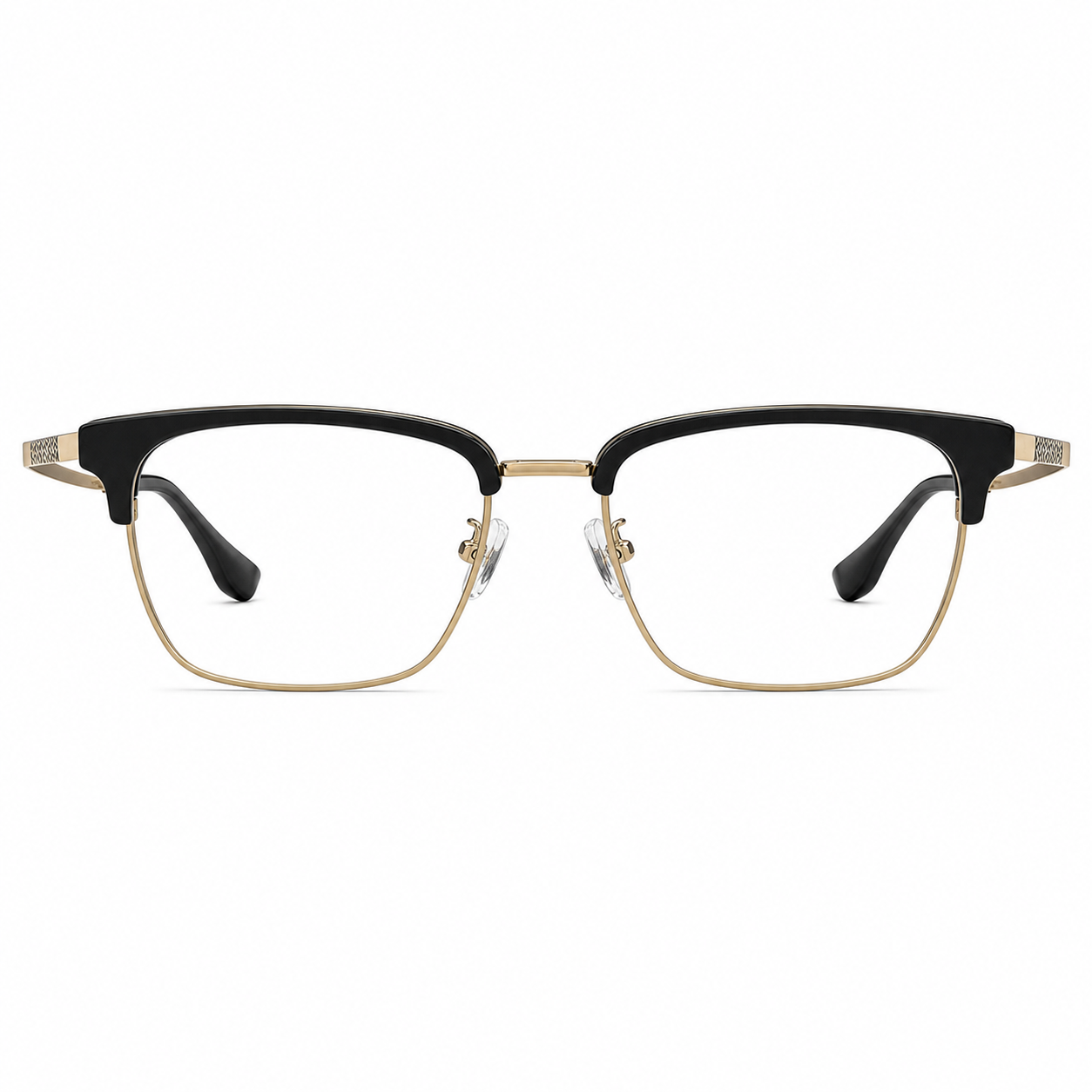Black/Gold eyeglass frame, front product view