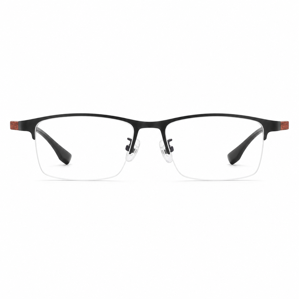 Black eyeglass frame, front product view