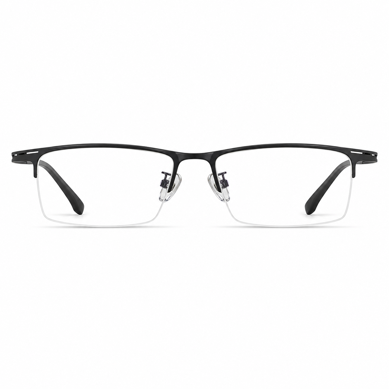 Black eyeglass frame, front product view