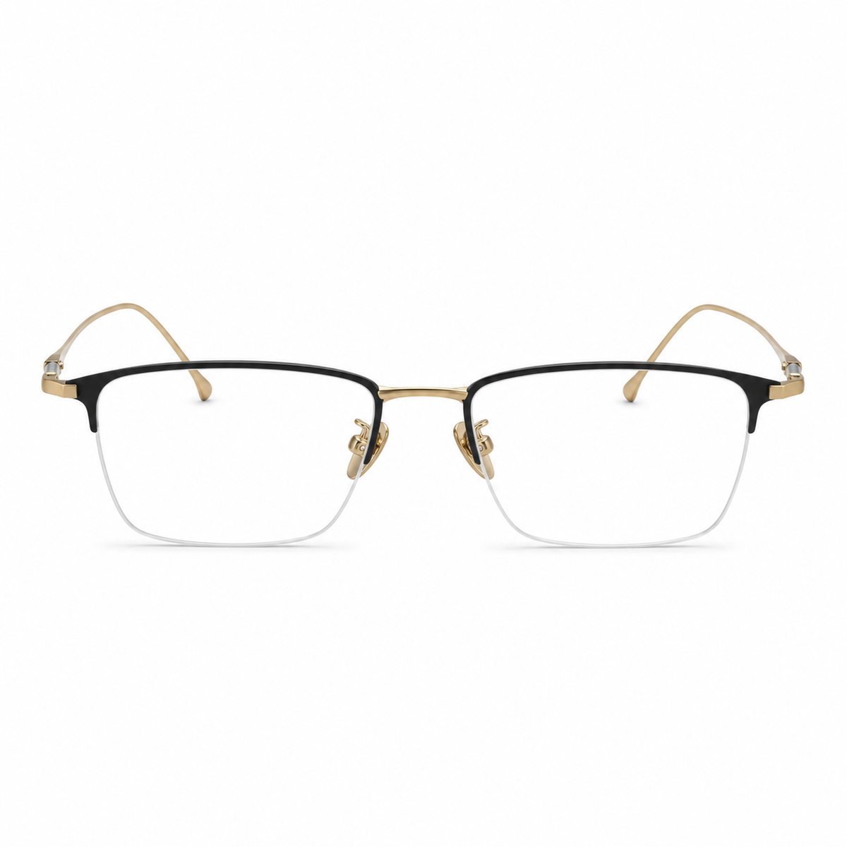 Black/Gold eyeglass frame, front product view
