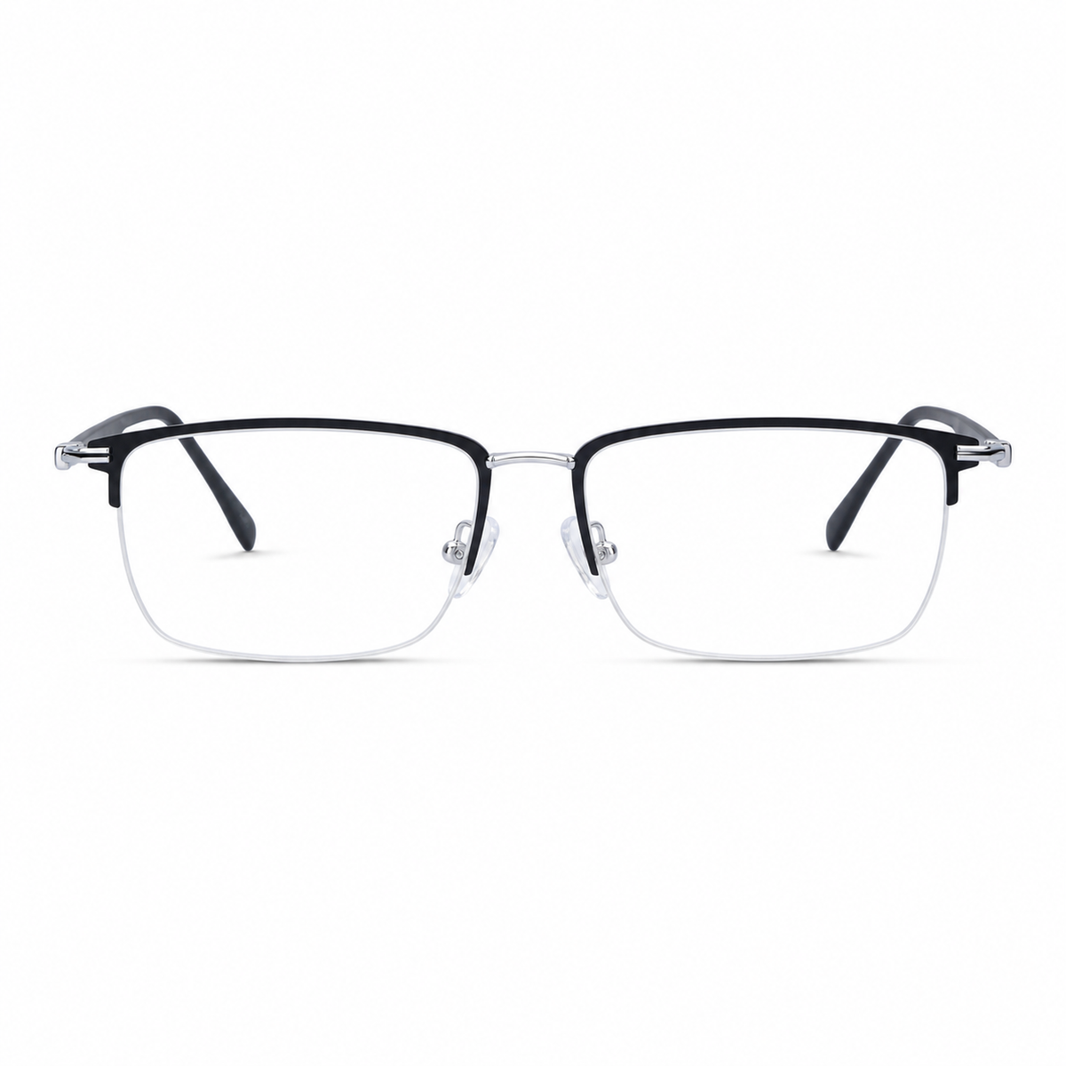 Black/Silver eyeglass frame, front product view