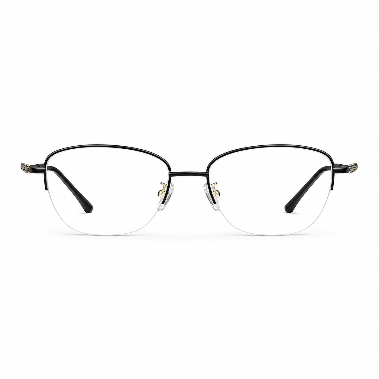 Black eyeglass frame, front product view