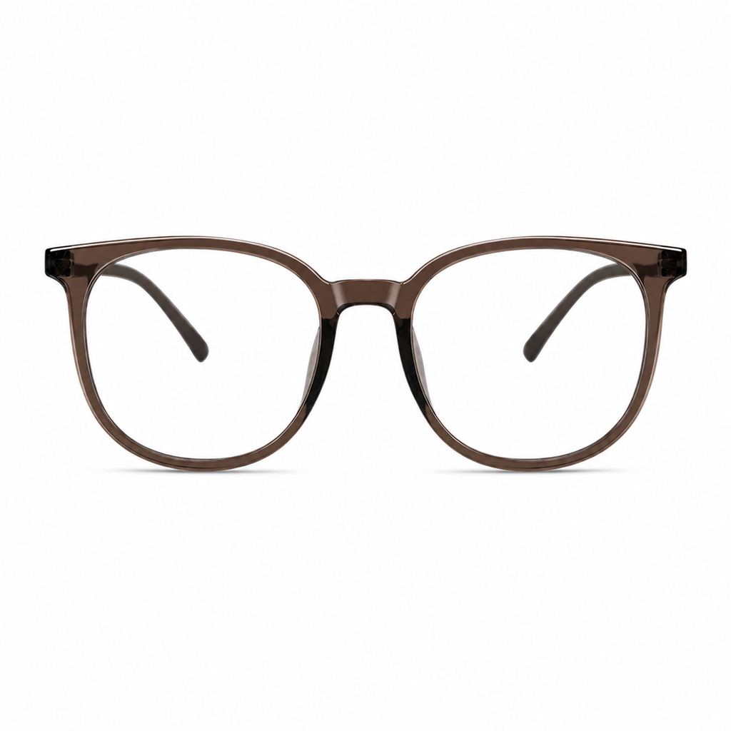 Amber Brown eyeglass frame, front product view