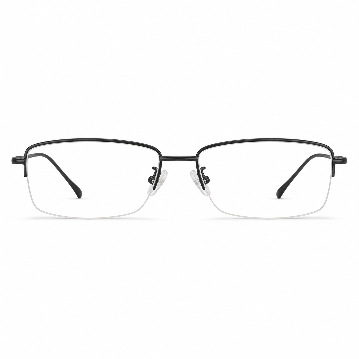 Black eyeglass frame, front product view