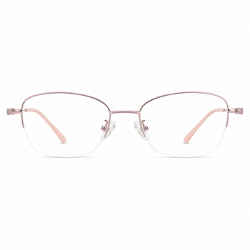Pink eyeglass frame, front product view