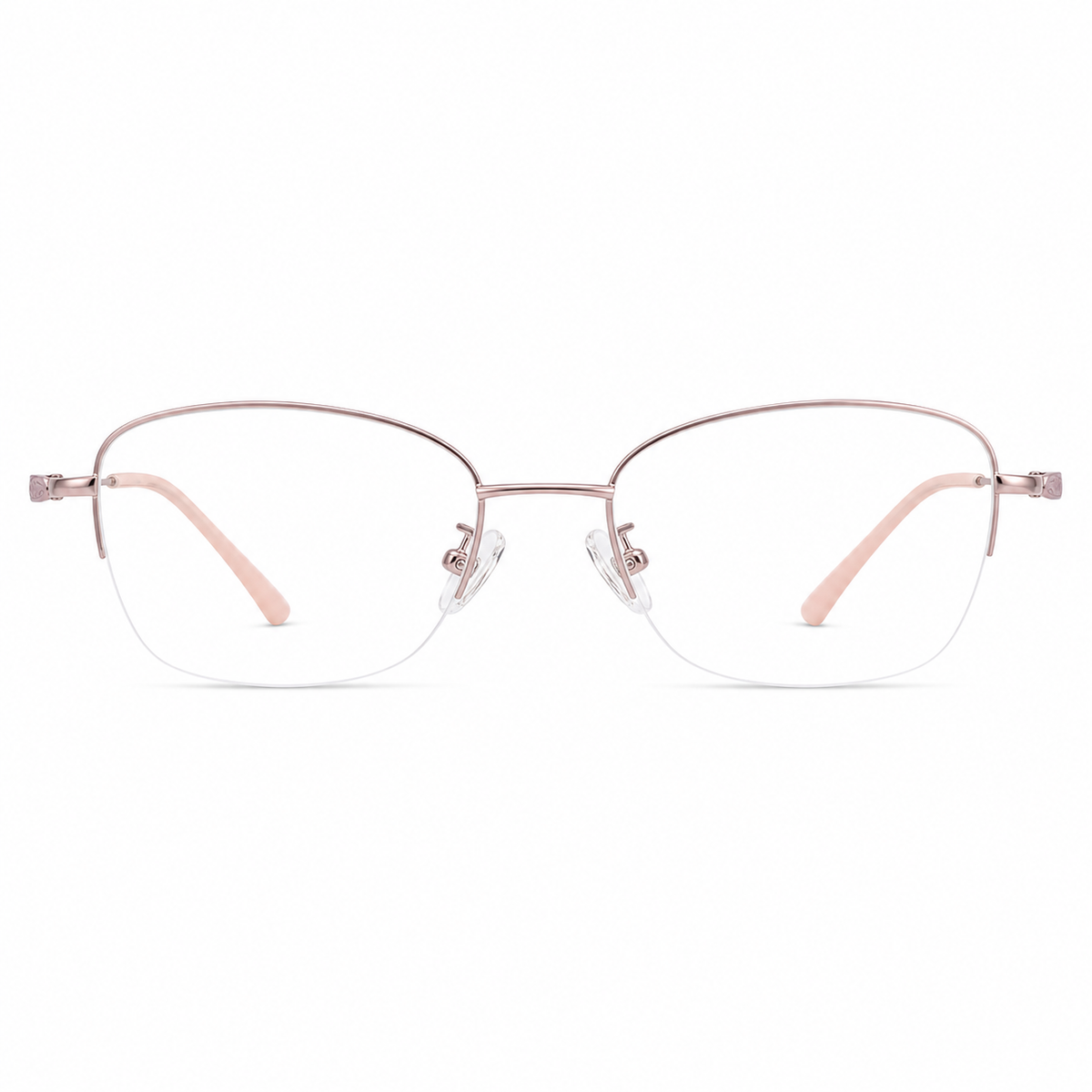 Pink eyeglass frame, front product view