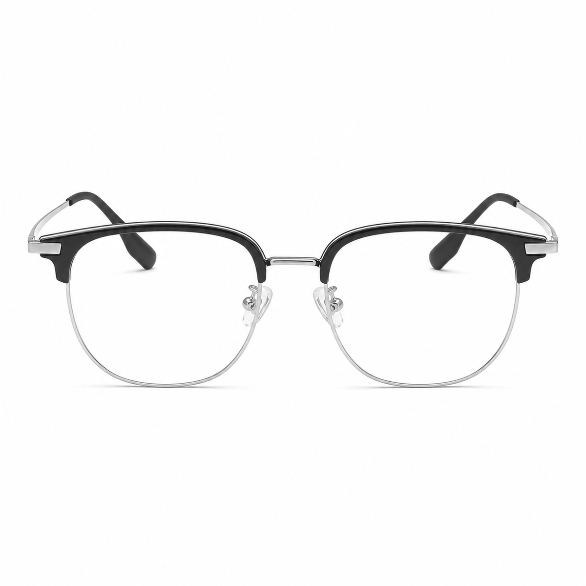 Black/Silver eyeglass frame, front product view