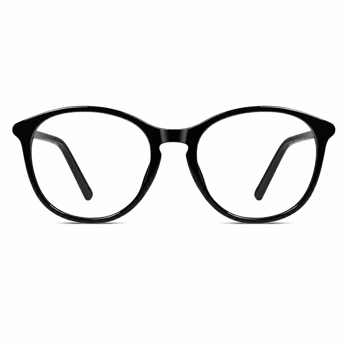 Glossy Black eyeglass frame, front product view