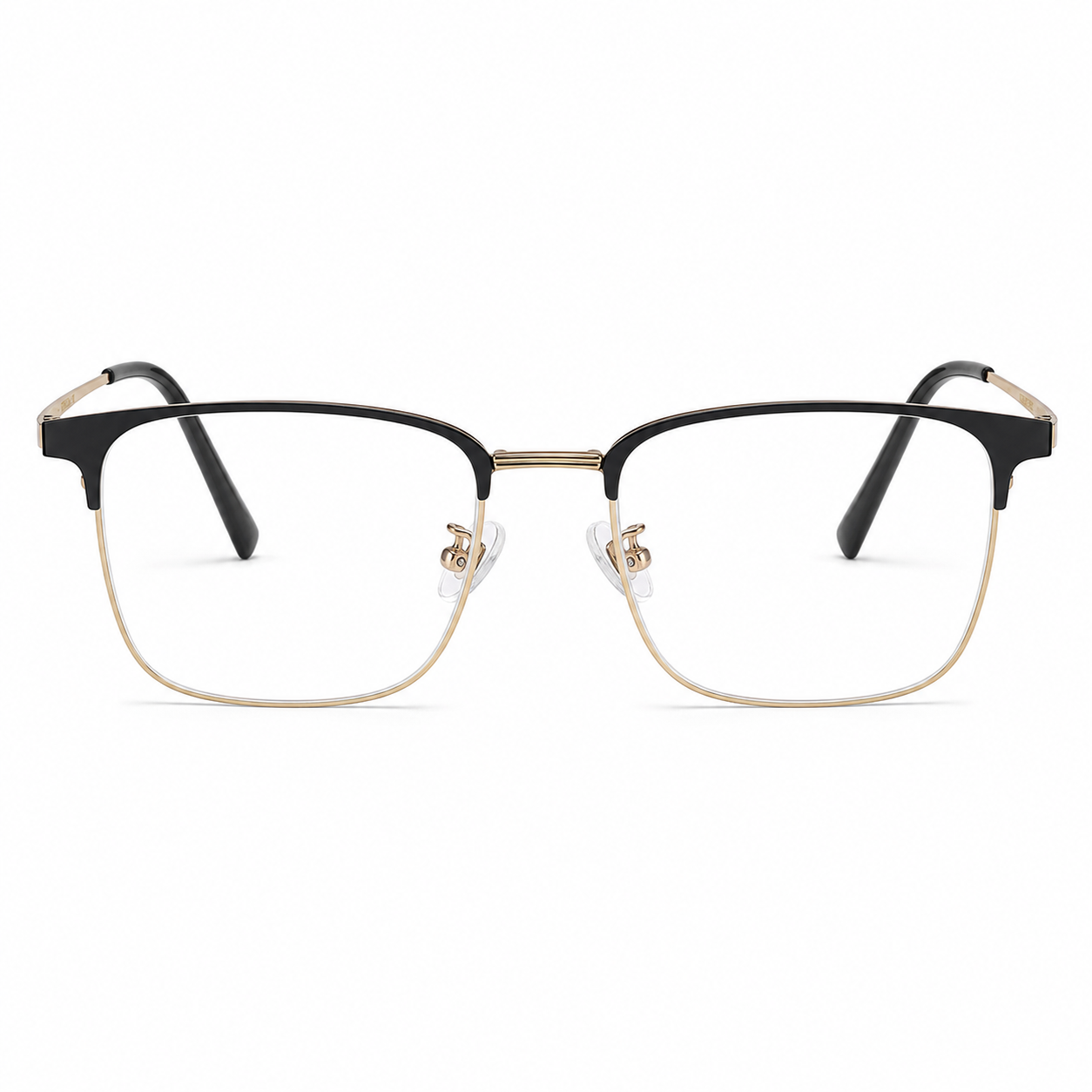 Black/Gold eyeglass frame, front product view