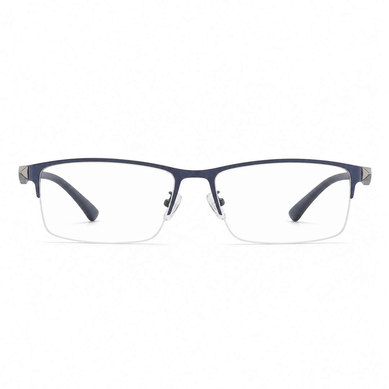 Blue eyeglass frame, front product view