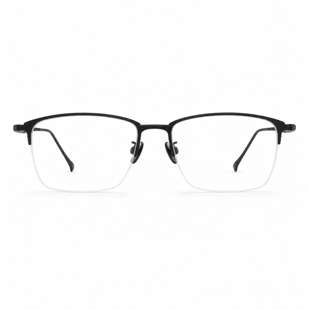 Black eyeglass frame, front product view