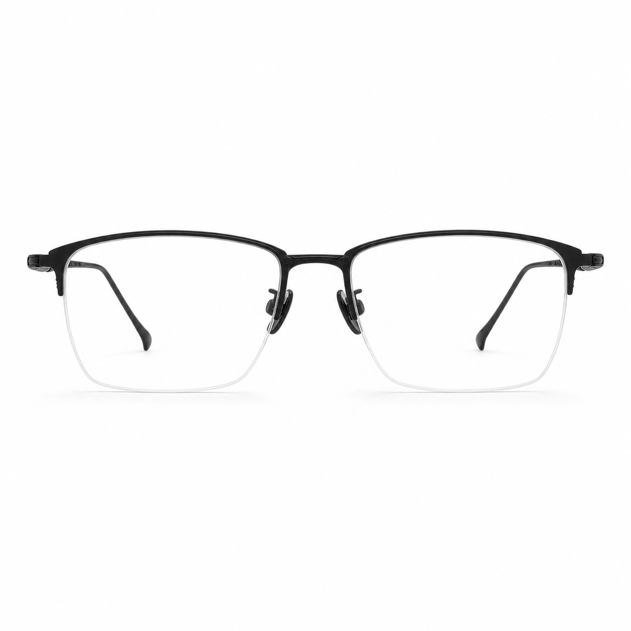 Black eyeglass frame, front product view