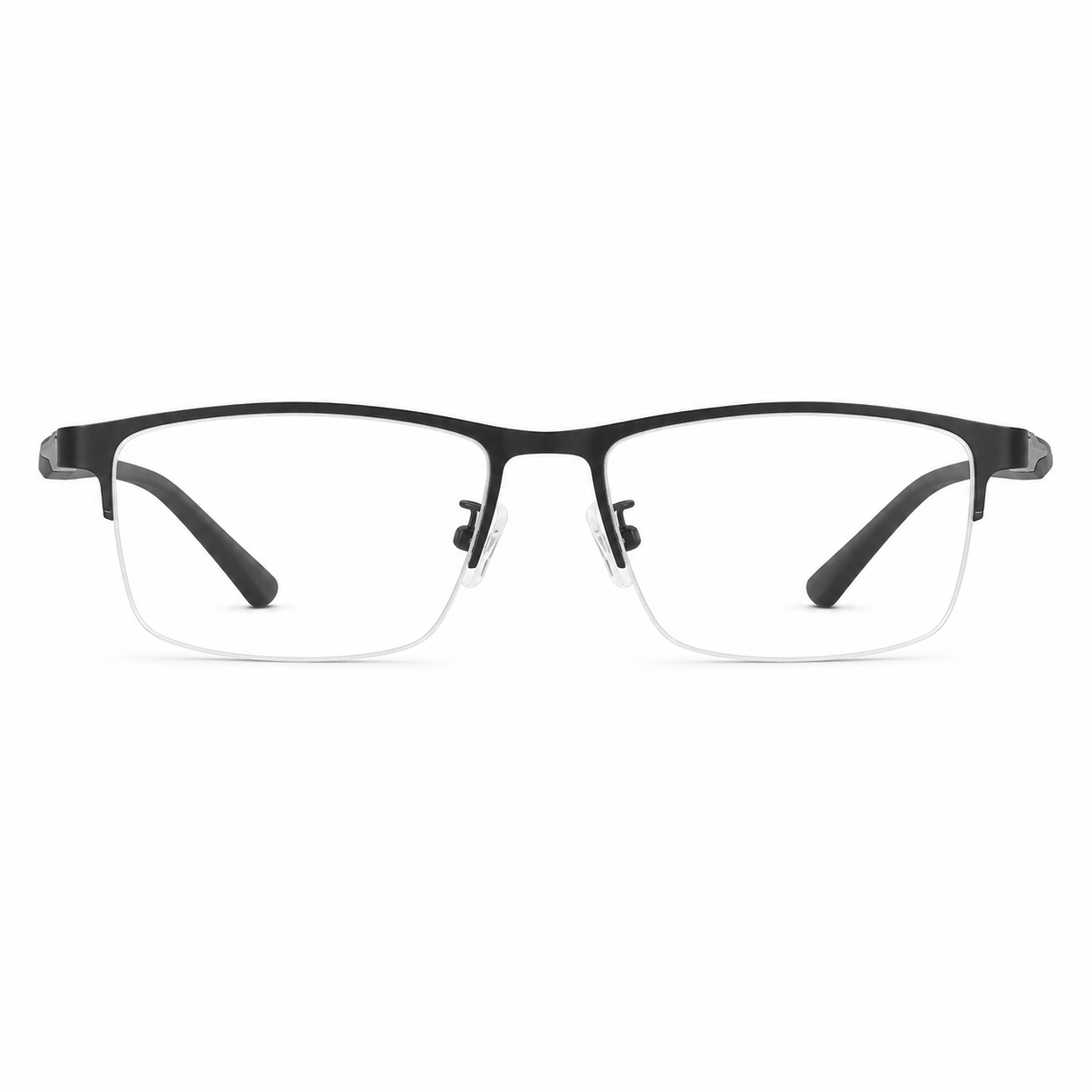 Black eyeglass frame, front product view