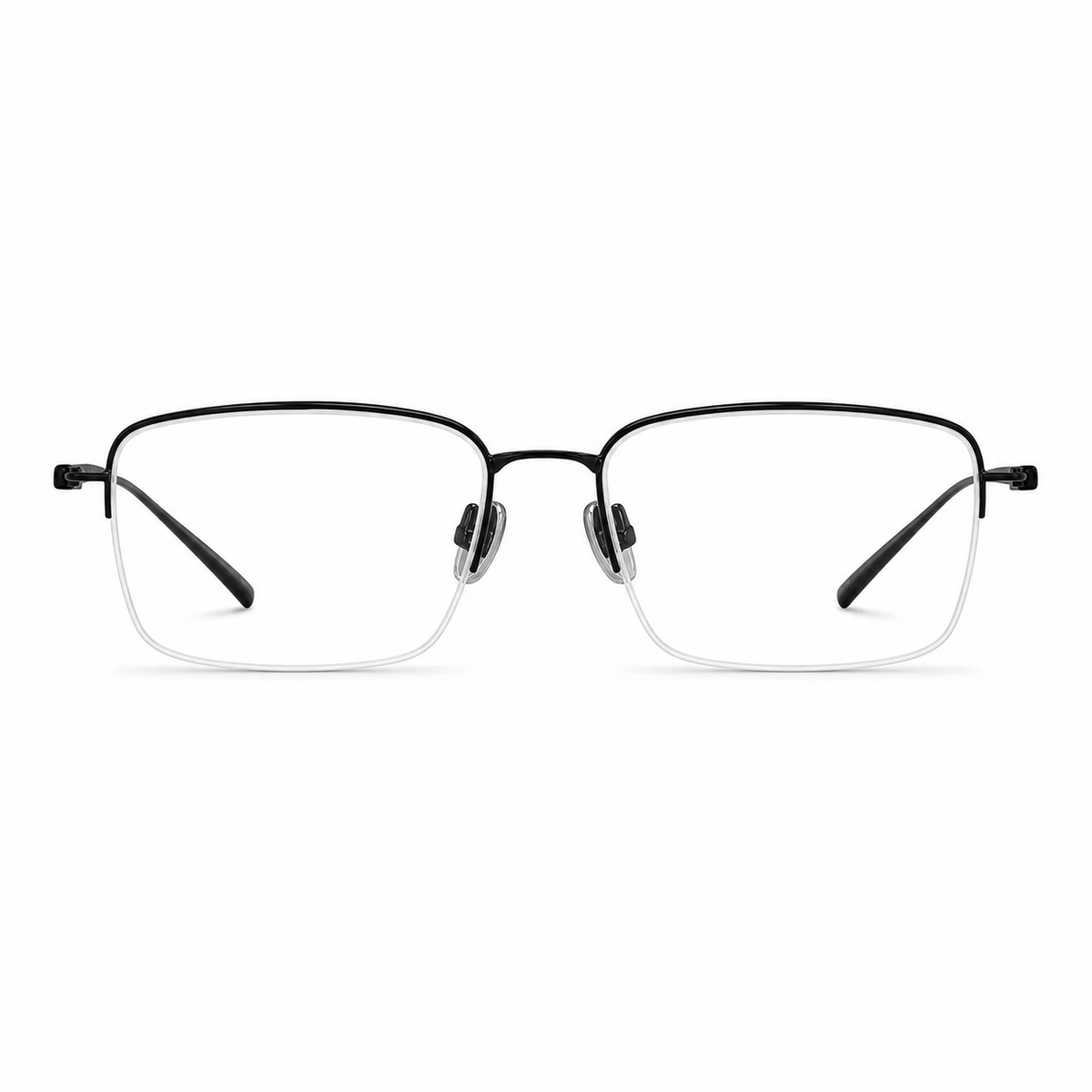 Black eyeglass frame, front product view