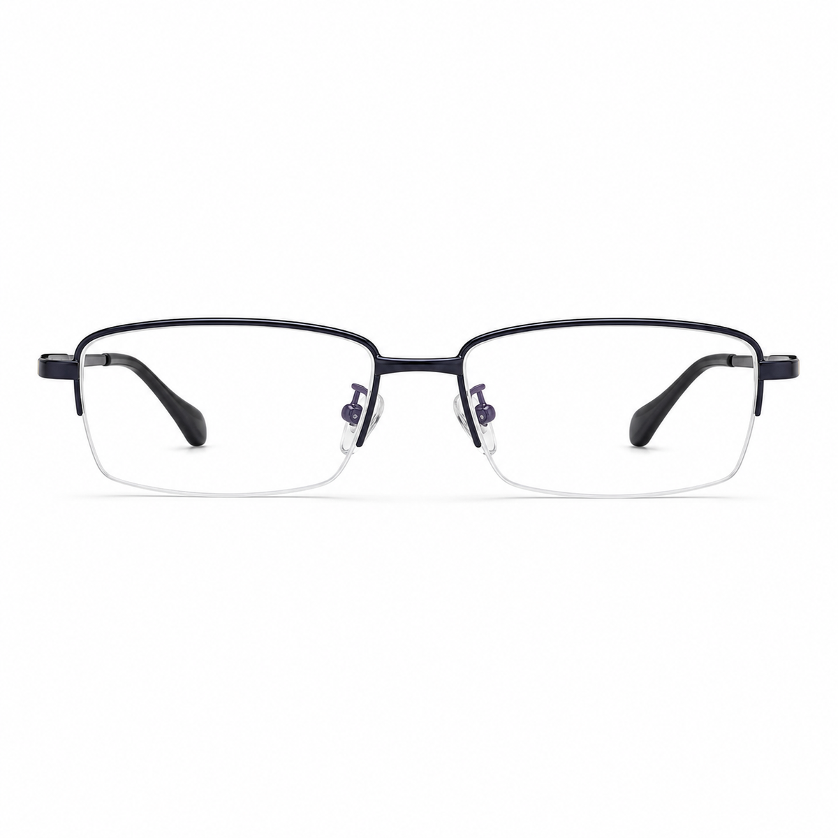 Blue eyeglass frame, front product view