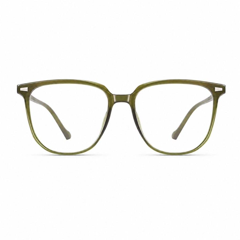Olive Green eyeglass frame, front product view