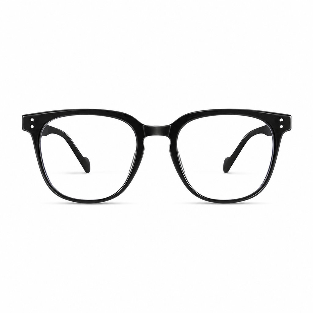 Black eyeglass frame, front product view
