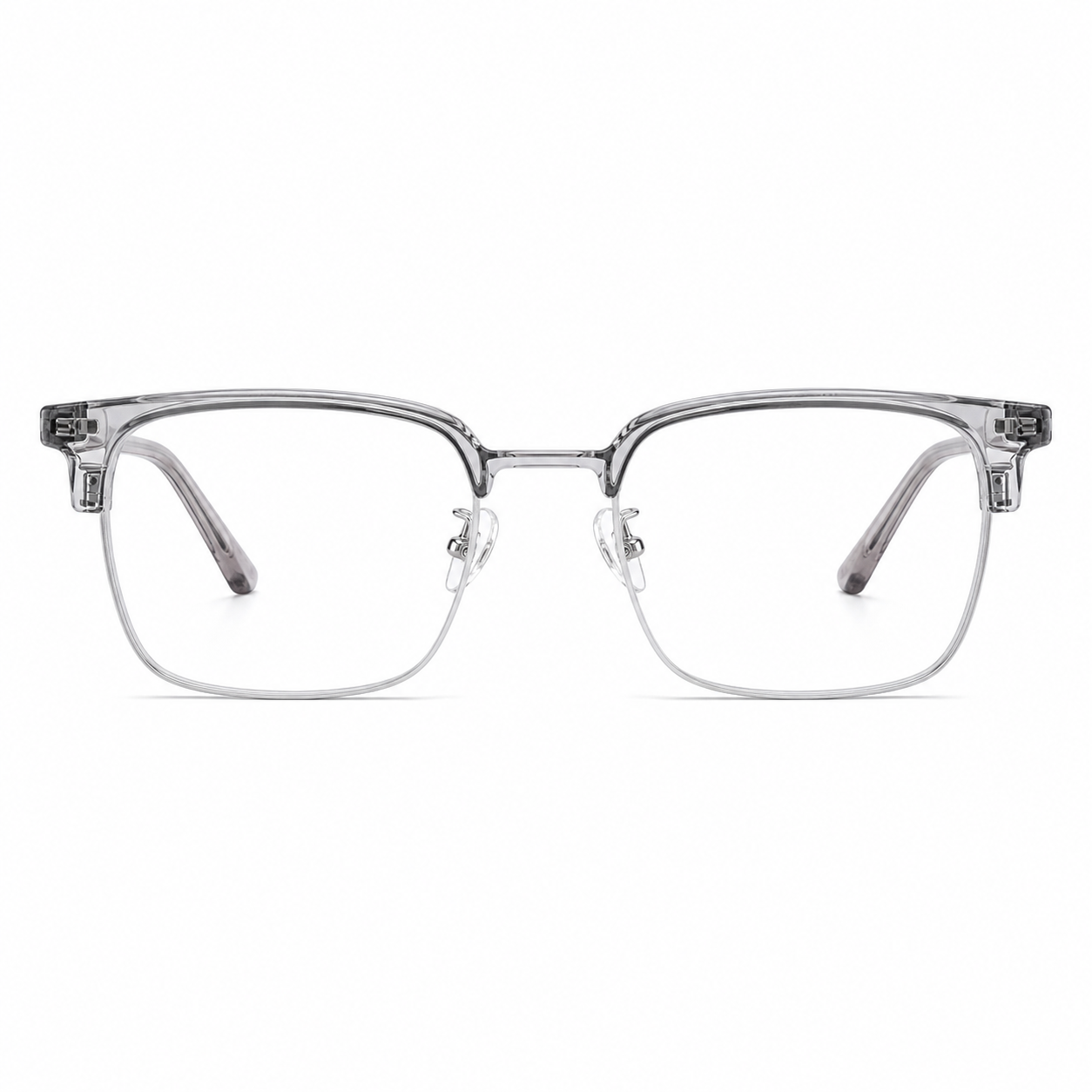 Crystal Grey/Silver eyeglass frame, front product view