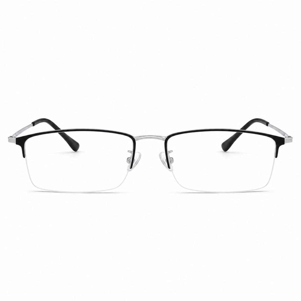 Black/Silver eyeglass frame, front product view