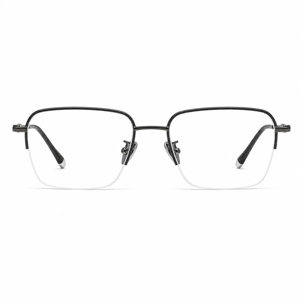 Black eyeglass frame, front product view