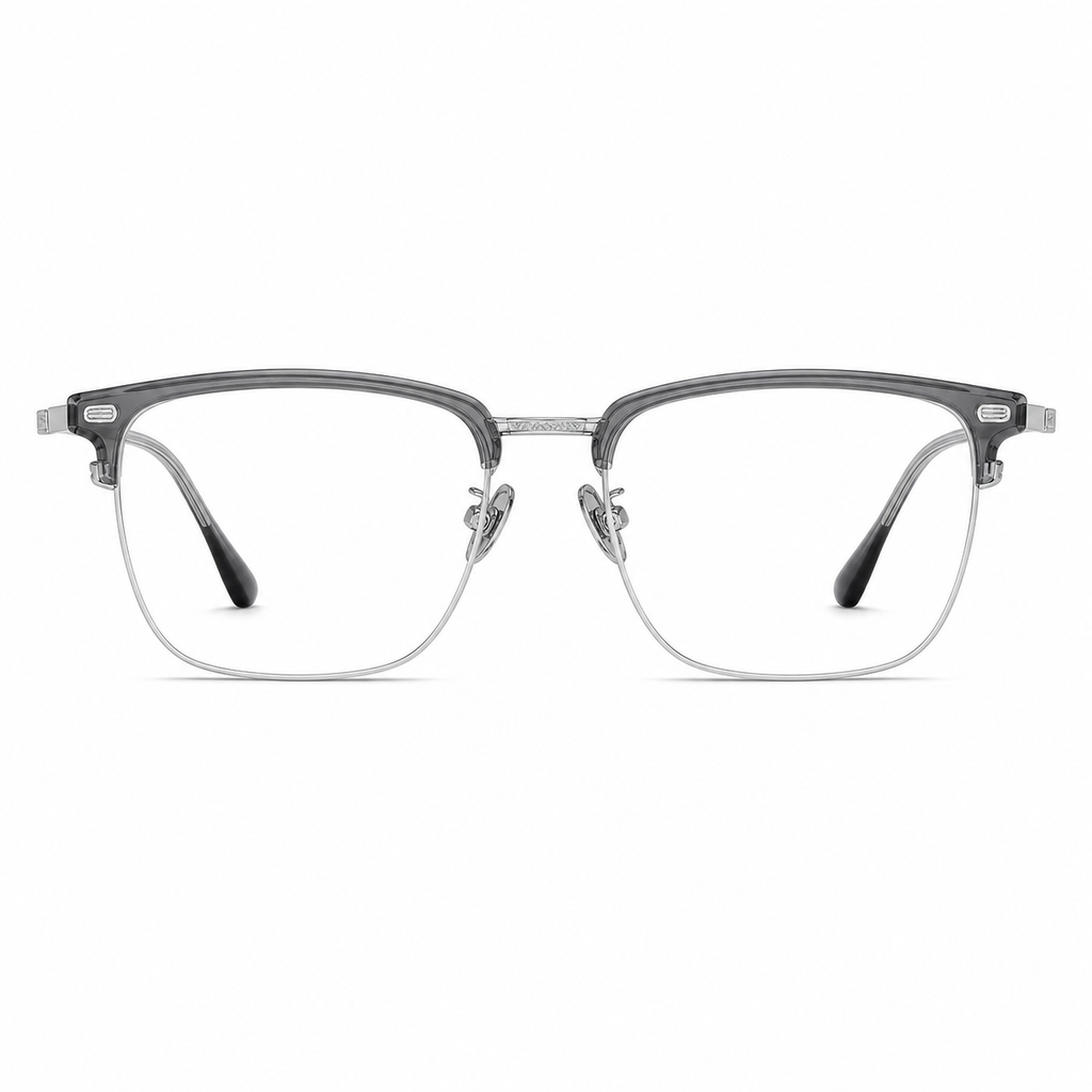 Crystal Grey/Silver eyeglass frame, front product view