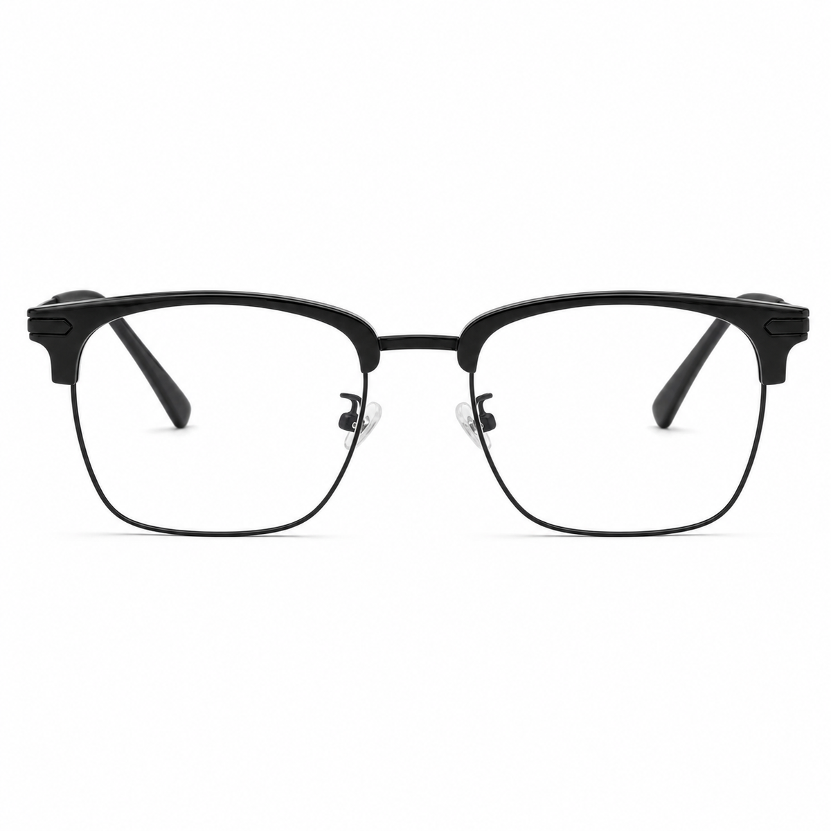 Black eyeglass frame, front product view