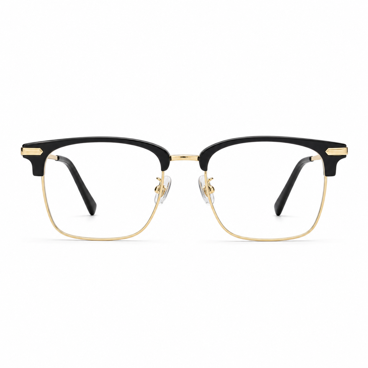 Black/Gold eyeglass frame, front product view